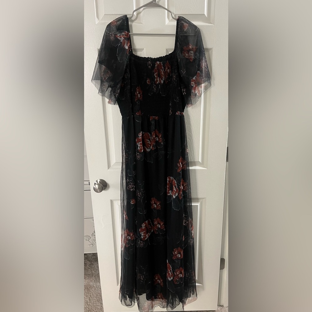 Baltic Born Black and Red Floral Maxi Dress